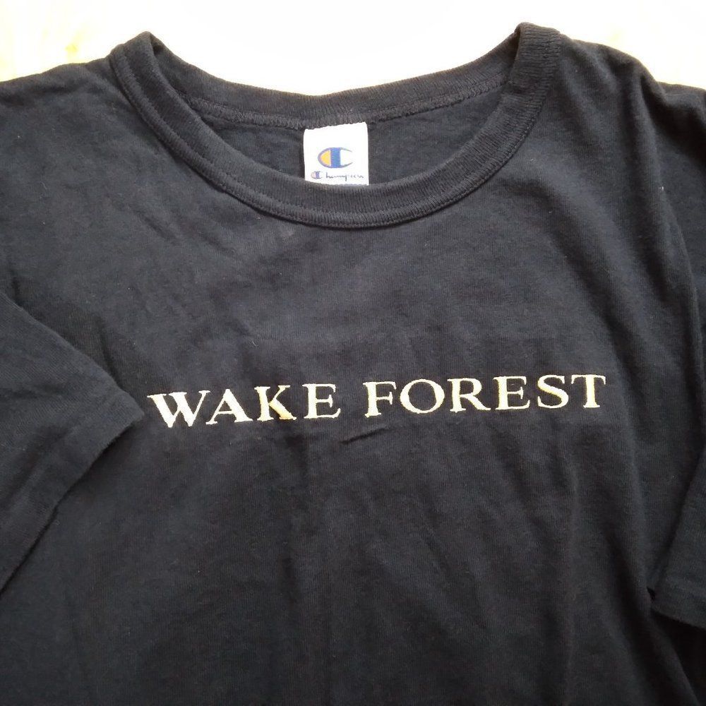 Vintage Champion Wake Forest Spell Out Logo T-Shirt